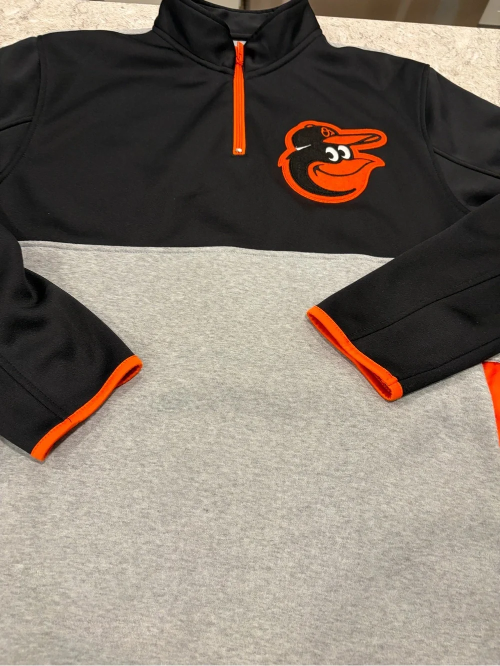 Baltimore Orioles Stitches Black & Gray 1/4 Zip Fleece Jacket-Large
